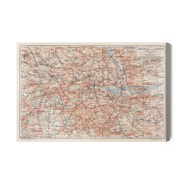 Obraz Na Płótnie Mapa Londynu I Okolic - aranżacja