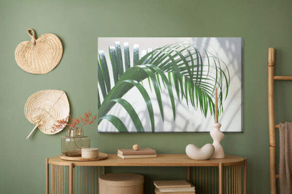 Obraz Na Płótnie Zielony Liść Palmowy Z Efektem 3D - aranżacja mieszkania