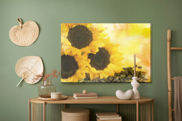 Obraz Na Płótnie Kwiaty I Nasiona Słonecznika Malowane Akwarelą - aranżacja mieszkania