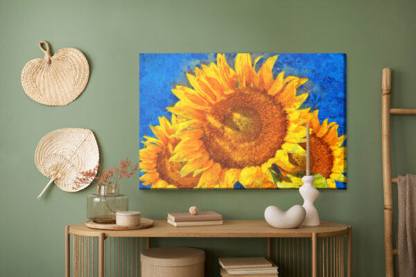 Obraz Na Płótnie Malowane Słoneczniki - aranżacja mieszkania