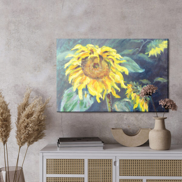 Obraz Na Płótnie Kwiaty Słonecznika Jak Namalowane - wzór na obrazie