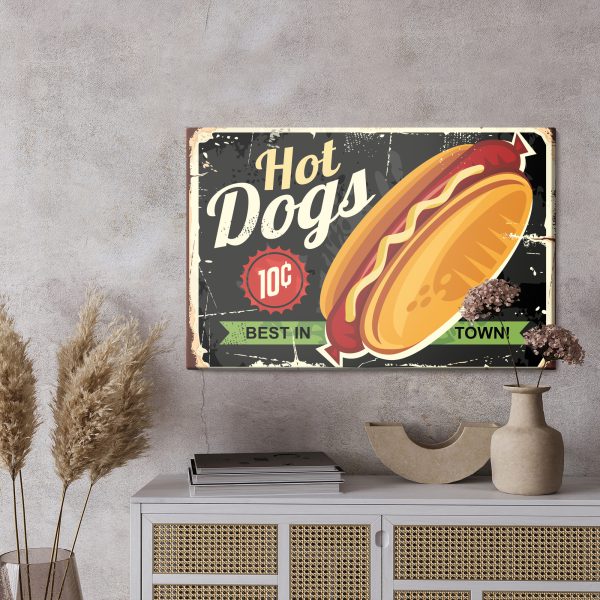 Obraz Na Płótnie Hot Dogi W Stylu Vintage - wzór na obrazie