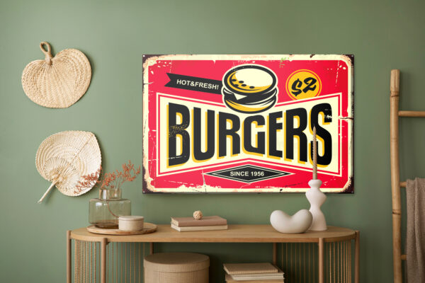 Obraz Na Płótnie Tablica Restauracji Fast Food W Stylu Retro - aranżacja mieszkania