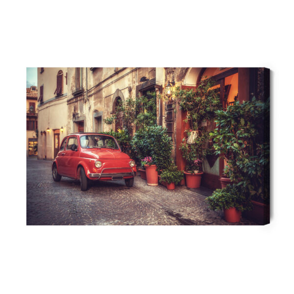 Obraz Na Płótnie Czerwony Samochód Vintage - aranżacja