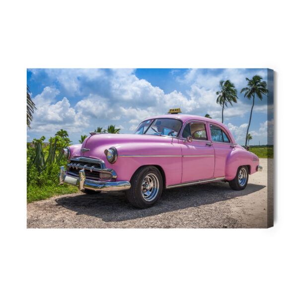 Obraz Na Płótnie Różowy Samochód Vintage - aranżacja