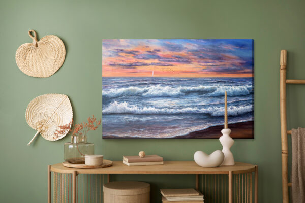 Obraz Na Płótnie Krajobraz Morski I Zachód Słońca - aranżacja mieszkania