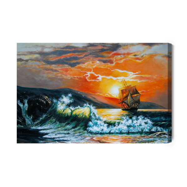 Obraz Na Płótnie Malownicze Morze I Zachód Słońca - aranżacja