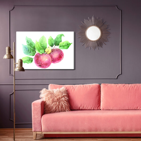 Obraz Na Płótnie Jabłka Malowane Akwarelą - aranżacja salon