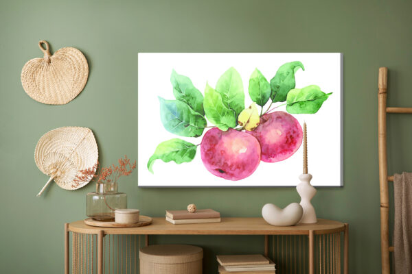 Obraz Na Płótnie Jabłka Malowane Akwarelą - aranżacja mieszkania