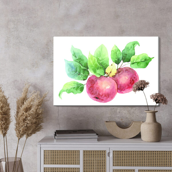 Obraz Na Płótnie Jabłka Malowane Akwarelą - wzór na obrazie