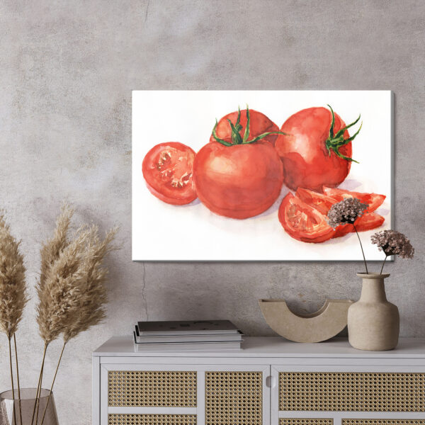 Obraz Na Płótnie Pomidory Malowane Akwarelą - wzór na obrazie