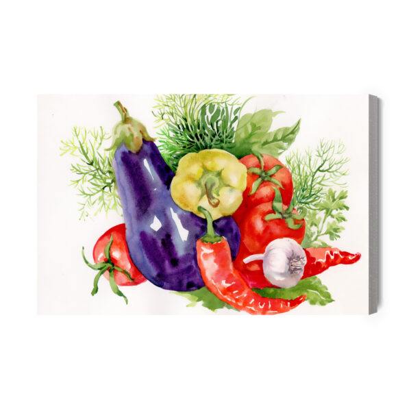 Obraz Na Płótnie Warzywa Malowane Akwarelą - aranżacja