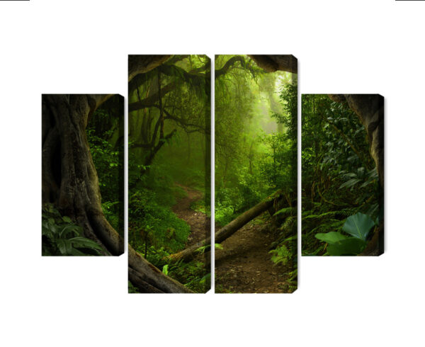 Obraz Wieloczęściowy Ścieżka W Tropikalnym Lesie - aranżacja