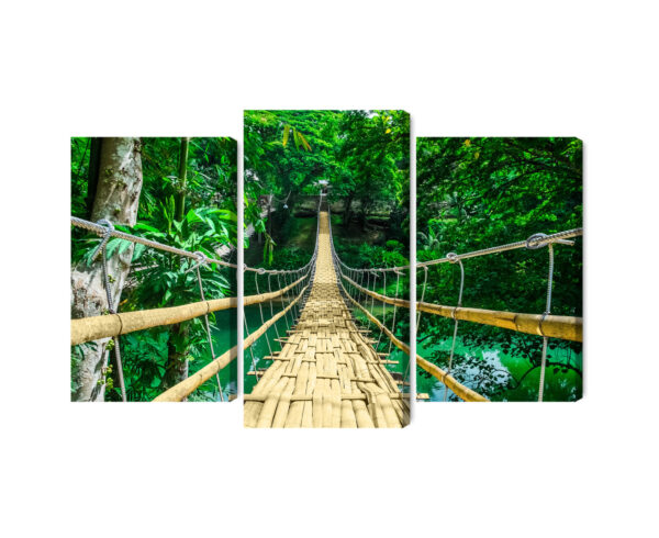 Obraz Wieloczęściowy Bambusowy Most W Lesie Deszczowym - aranżacja