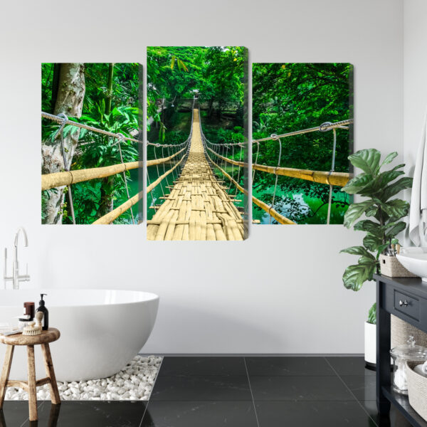 Obraz Wieloczęściowy Bambusowy Most W Lesie Deszczowym - aranżacja mieszkania