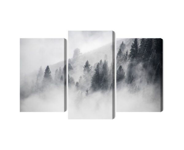 Obraz Wieloczęściowy Las Jest Spowita Mgłą - aranżacja