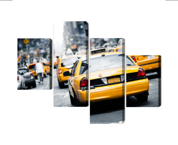 Obraz Wieloczęściowy Taksówki Na Ulicach Nowego Jorku - aranżacja