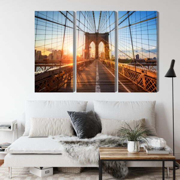 Obraz Wieloczęściowy Most Brookliński W Nowym Jorku - aranżacja salon