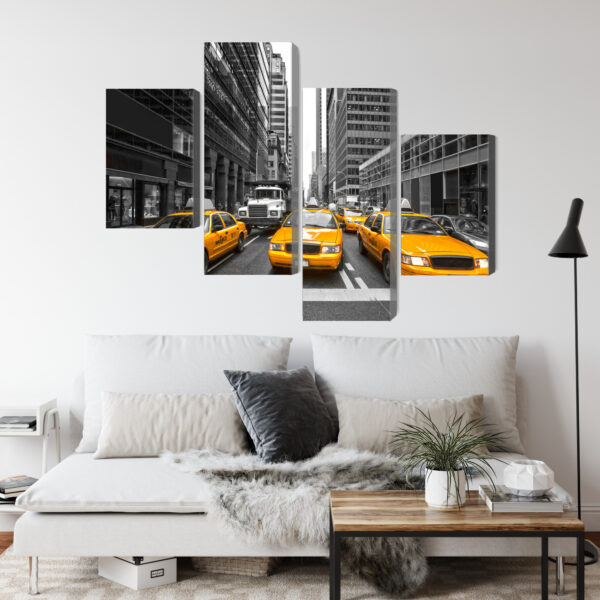 Obraz Wieloczęściowy Żółte Taksówki W Nowym Jorku - aranżacja salon