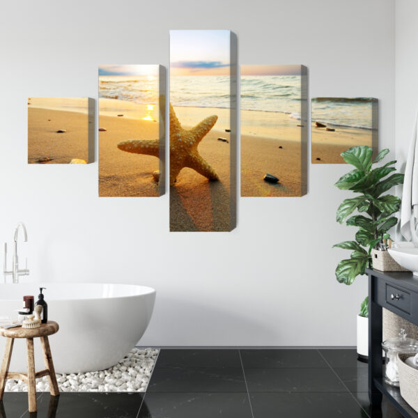 Obraz Wieloczęściowy Rozgwiazda Na Plaży 3D - aranżacja mieszkania