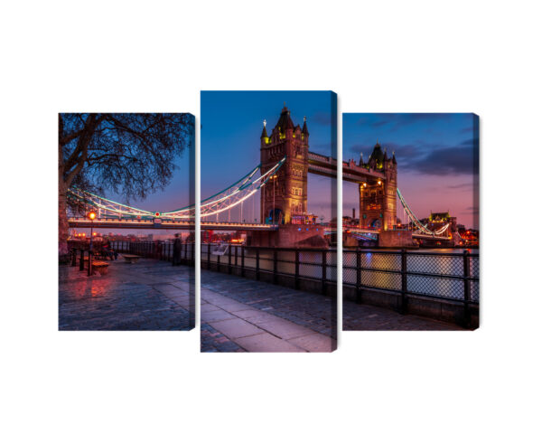 Obraz Wieloczęściowy Tower Bridge W Londynie O Zachodzie Słońca - aranżacja