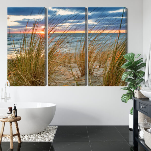 Obraz Wieloczęściowy Wschód Słońca Na Plaży Rugii - aranżacja mieszkania