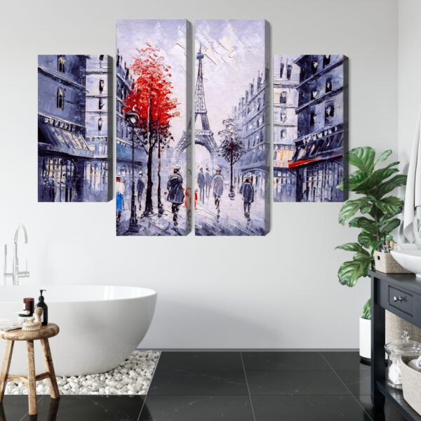 Obraz Wieloczęściowy Widok Paryskiej Ulicy Jak Namalowany - aranżacja mieszkania