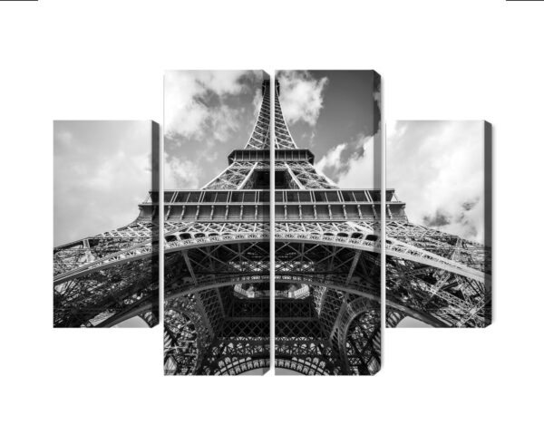Obraz Wieloczęściowy Paryż Wieża Eiffla Czarno-Biały Widok - aranżacja