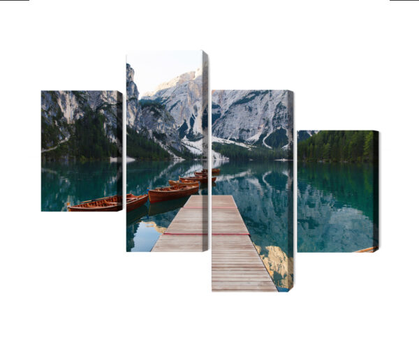 Obraz Wieloczęściowy Jezioro Braies We Włoszech - aranżacja