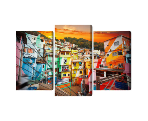 Obraz Wieloczęściowy Centrum Rio De Janeiro I Kolorowa Fawela - aranżacja