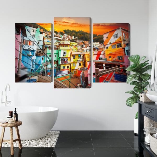 Obraz Wieloczęściowy Centrum Rio De Janeiro I Kolorowa Fawela - aranżacja mieszkania