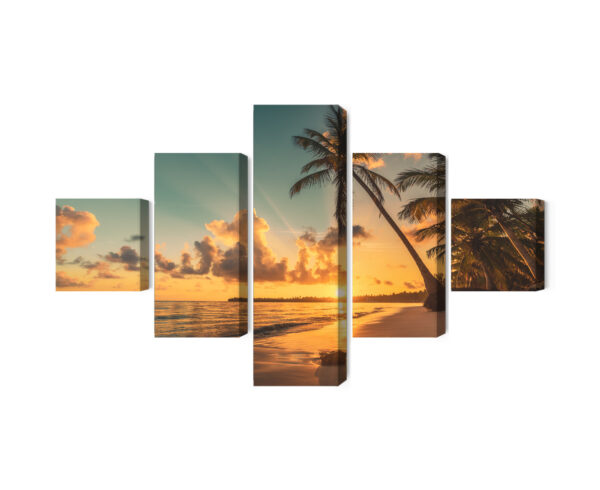 Obraz Wieloczęściowy Zachód Słońca Na Plaży Dominikany - aranżacja