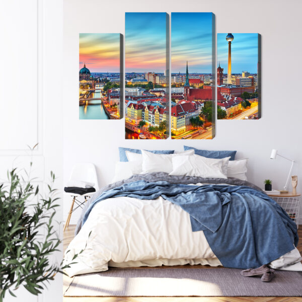 Obraz Wieloczęściowy Kolorowe Niebo I Panorama Berlina - wzór na obrazie