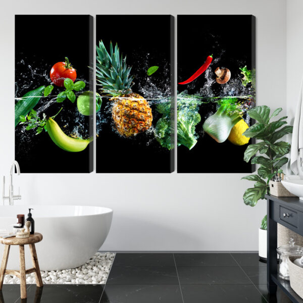 Obraz Wieloczęściowy Świeże Warzywa W Wodzie - aranżacja mieszkania