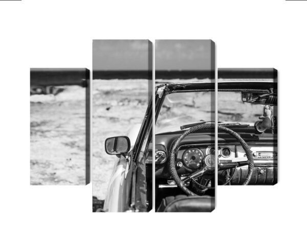 Obraz Wieloczęściowy Wnętrze Starego Kubańskiego Samochodu - aranżacja