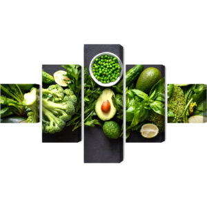 Obraz Wieloczęściowy Zielone Warzywa - aranżacja