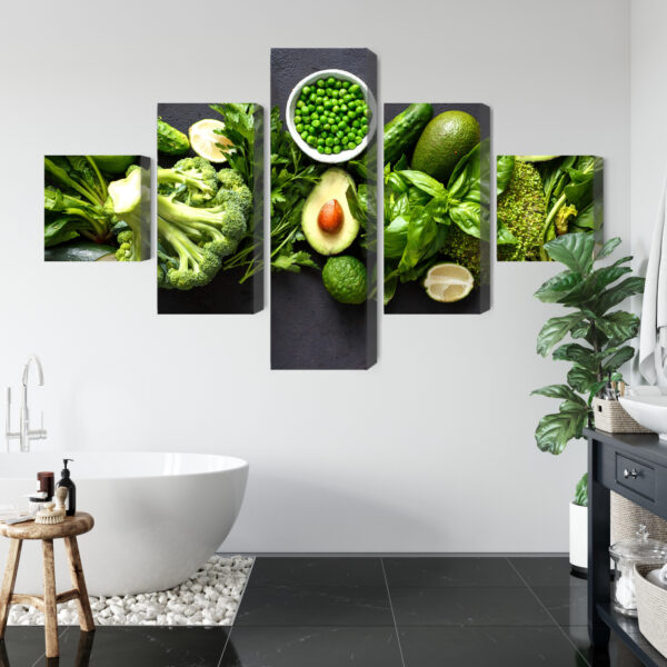 Obraz Wieloczęściowy Zielone Warzywa - aranżacja mieszkania