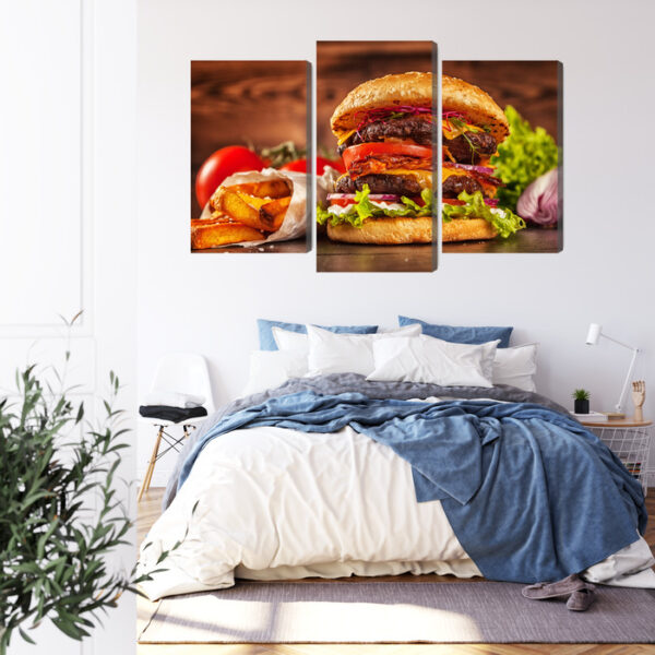 Obraz Wieloczęściowy Domowy Hamburger - wzór na obrazie