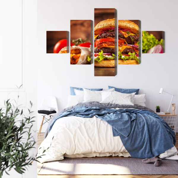 Obraz Wieloczęściowy Domowy Hamburger - wzór na obrazie