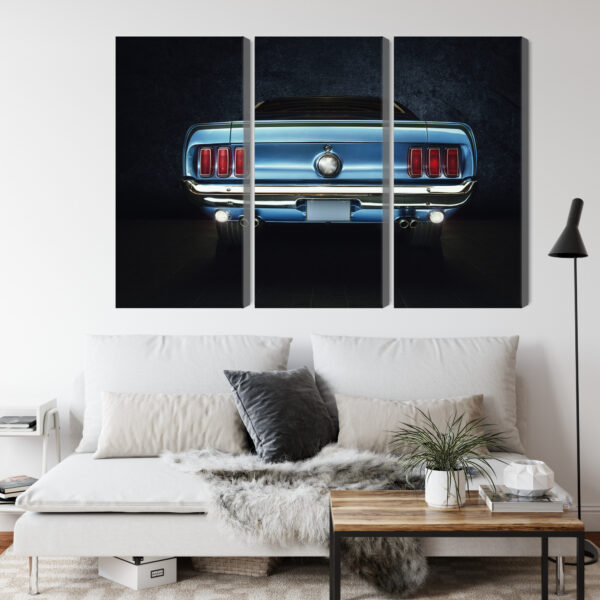 Obraz Wieloczęściowy Tył Starego Forda Mustanga - aranżacja salon
