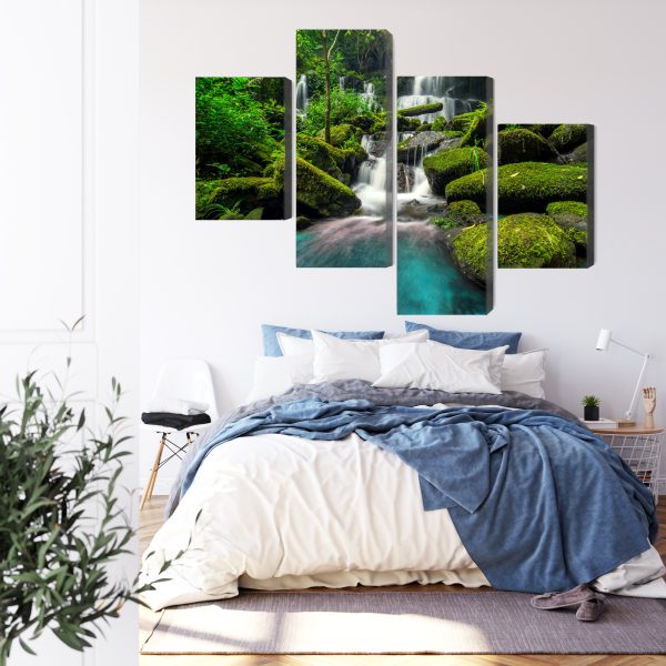 Obraz Wieloczęściowy Piękny Wodospad W Dżungli - wzór na obrazie
