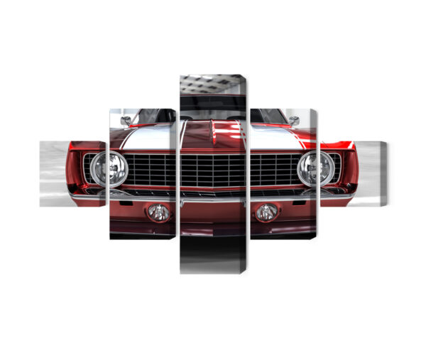 Obraz Wieloczęściowy Czerwony Muscle Car W Garażu - aranżacja