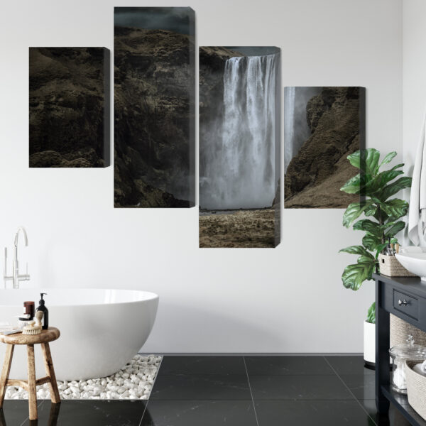 Obraz Wieloczęściowy Majestatyczny Wodospad Skógafoss - aranżacja mieszkania