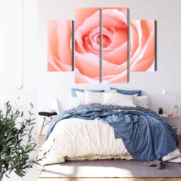 Obraz Wieloczęściowy Pastelowa Róża W Makroskali 3D - wzór na obrazie