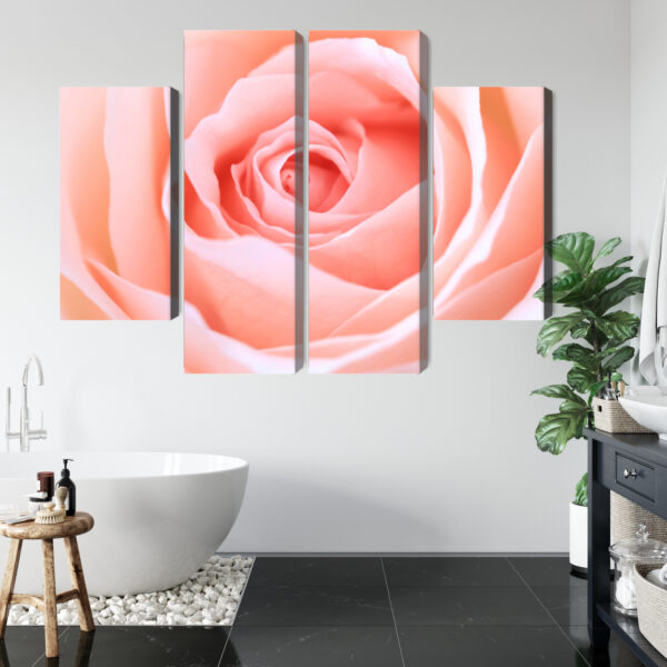 Obraz Wieloczęściowy Pastelowa Róża W Makroskali 3D - aranżacja mieszkania