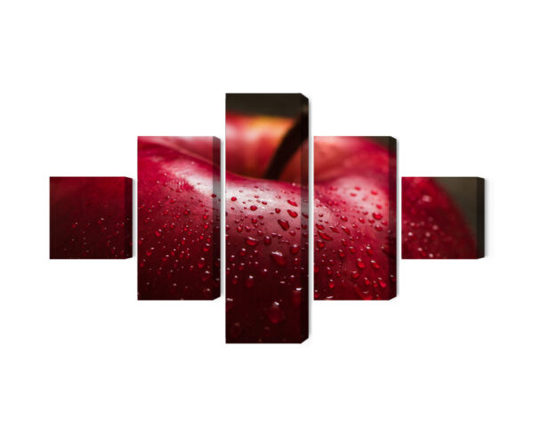 Obraz Wieloczęściowy Czerwone Jabłko W Skali Makro - aranżacja
