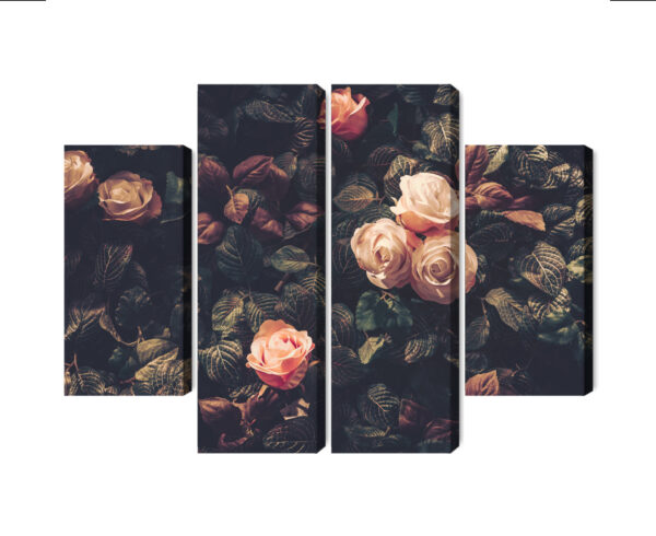 Obraz Wieloczęściowy Pastelowe Róże W Stylu Vintage - aranżacja