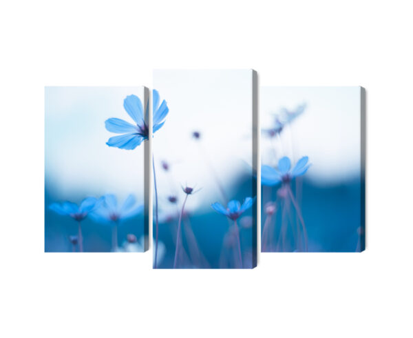 Obraz Wieloczęściowy Delikatne Niebieskie Kwiaty - aranżacja