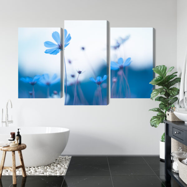 Obraz Wieloczęściowy Delikatne Niebieskie Kwiaty - aranżacja mieszkania