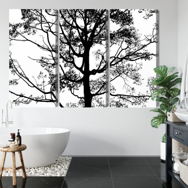 Obraz Wieloczęściowy Czarne Drzewo Na Białym Tle - aranżacja mieszkania